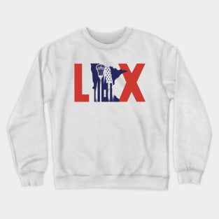 Lacrosse Player USA American Flag Crewneck Sweatshirt